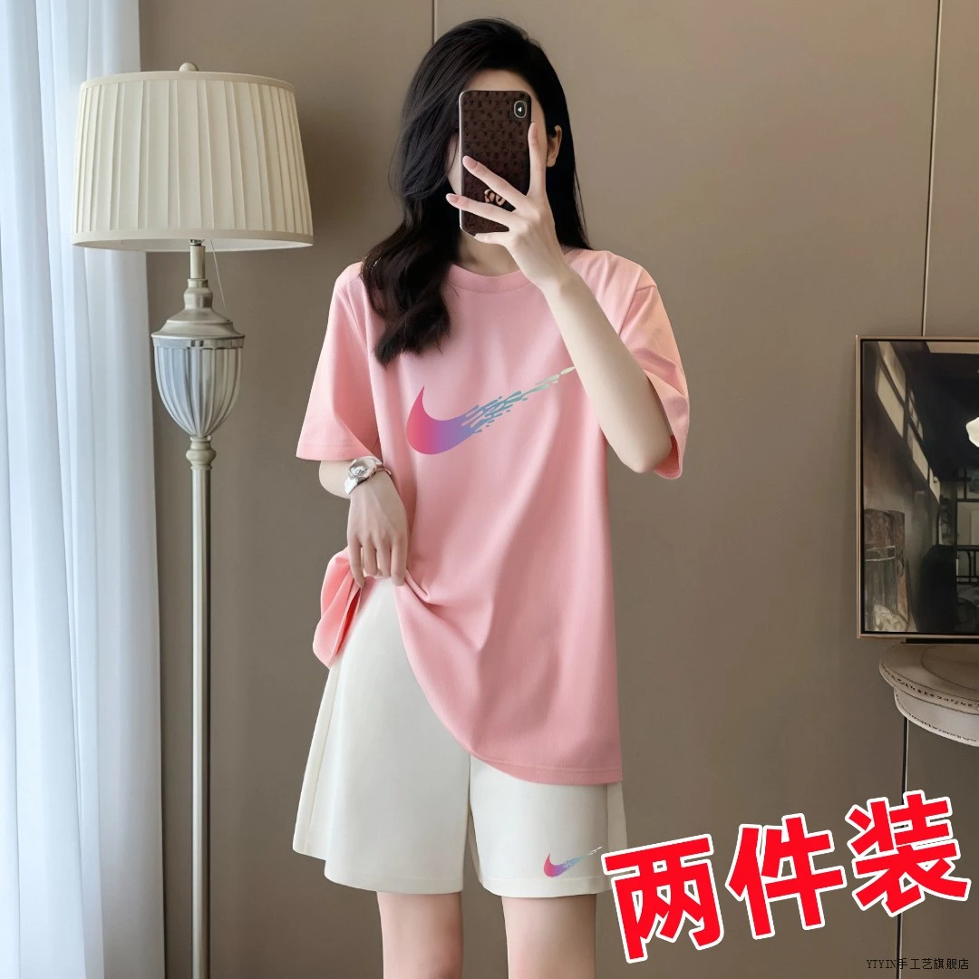 【夏季专属】旗舰店正品夏季女士时尚运动套装时髦ins风短袖T恤搭配