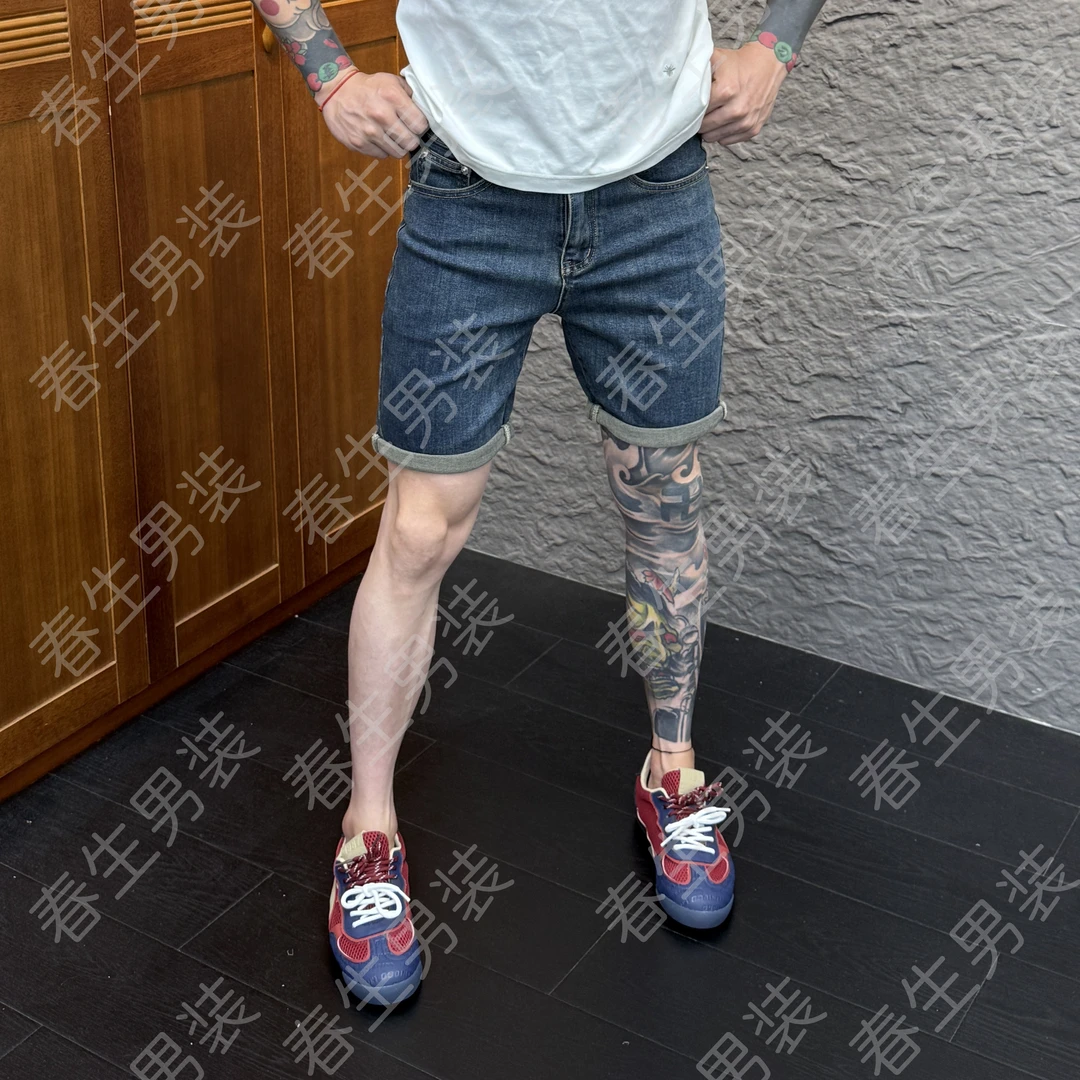 2025春季新款时尚休闲百搭净版男士修身牛仔短裤1805