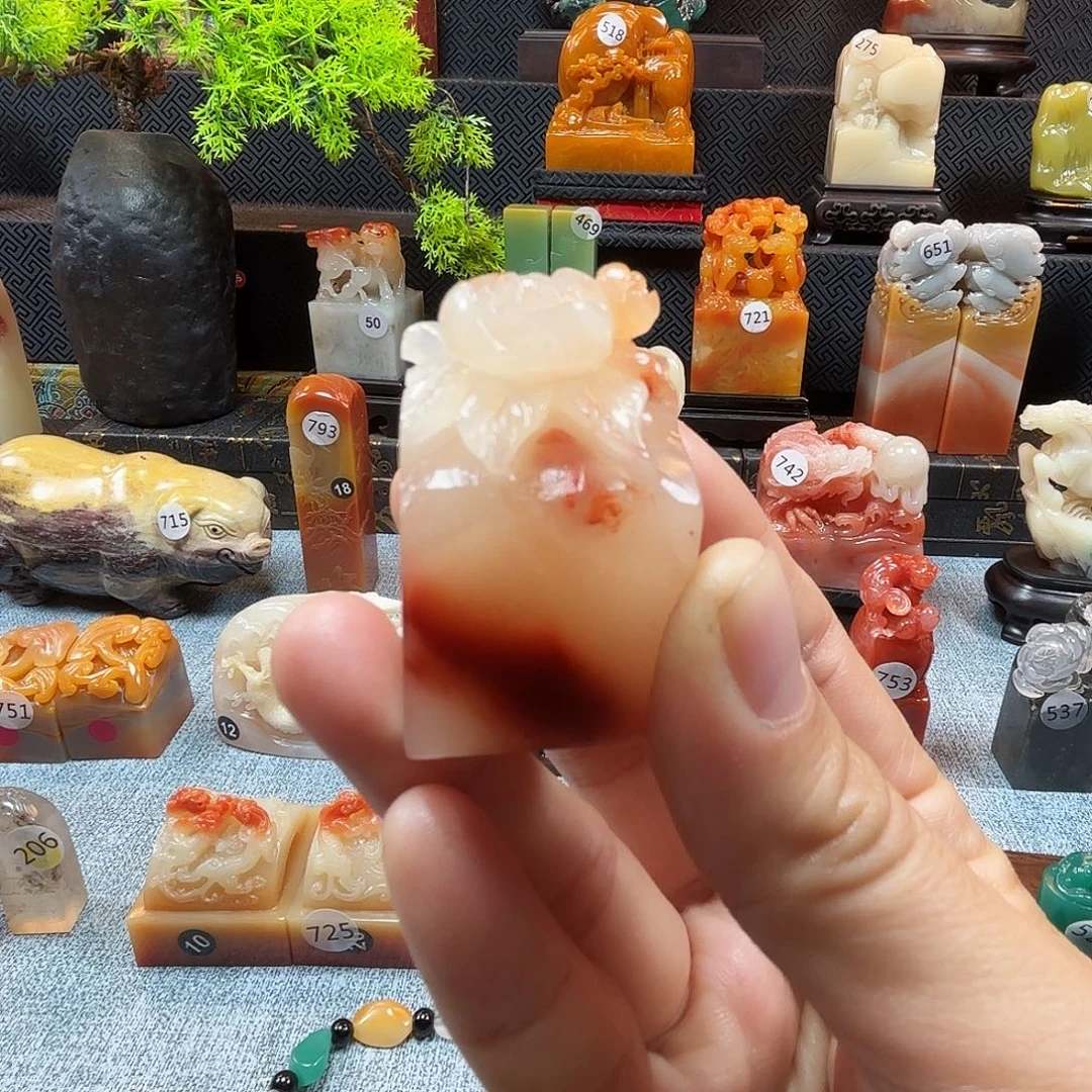 印石寿山石牡丹花8