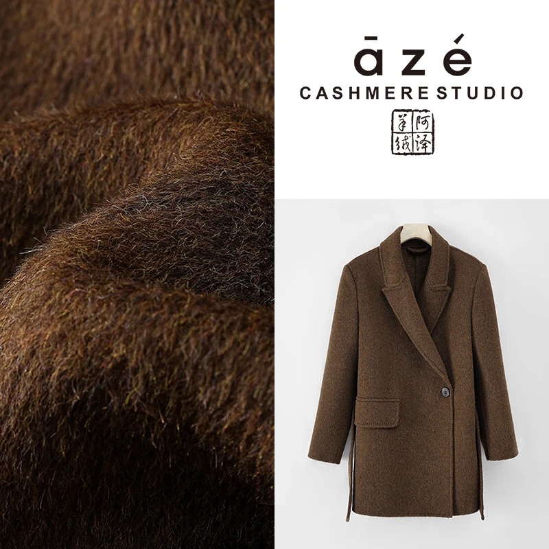 宽松保暖韩版羊毛呢时尚休闲中长款加厚双面呢秋冬冬季88282