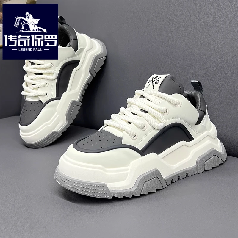 传奇保罗正版男鞋冬季小众休闲运动板鞋男生百搭厚底增高小白潮鞋