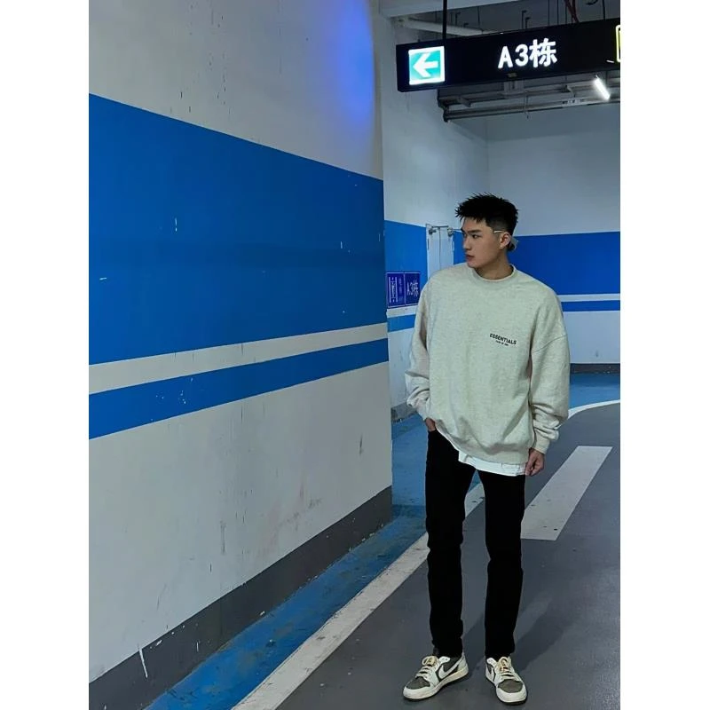 22款第八季前后植绒情侣款圆领卫衣秋冬美式高街加绒长袖男女同款