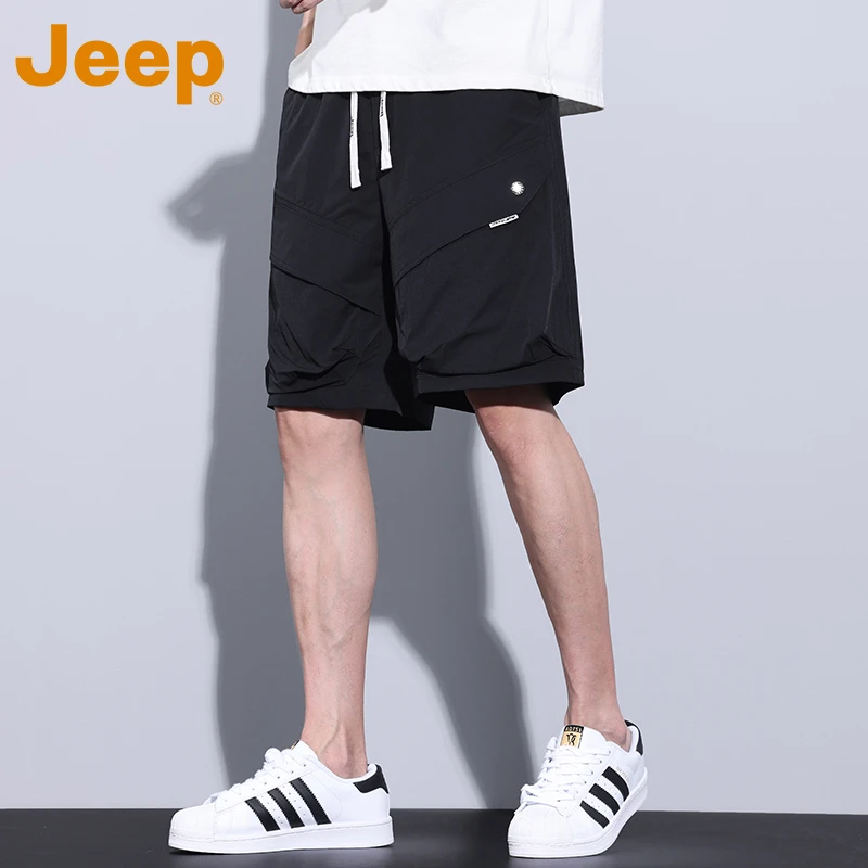 JEEP吉普工装短裤男款夏季2025新款冰丝直筒休闲裤潮牌五分速干裤