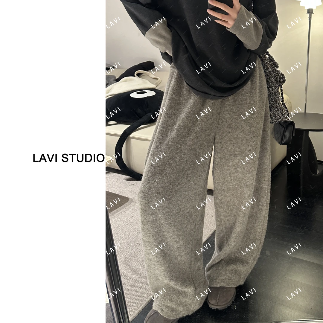 【含羊毛禁高温】暮云 纯色百搭慵懒时尚宽松休闲裤 24255