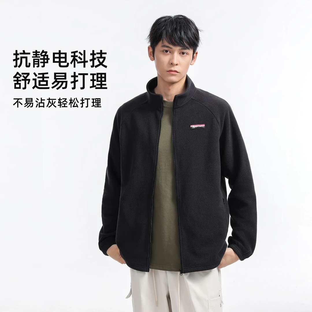 骆驼户外立领抓绒衣女双面加绒保暖抗静电摇粒绒内胆外套男1175