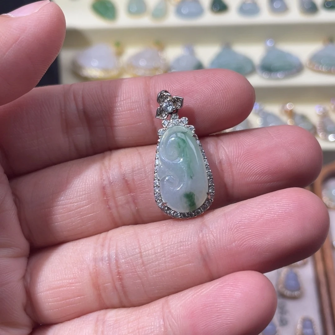 翡翠银S925镶嵌颈饰