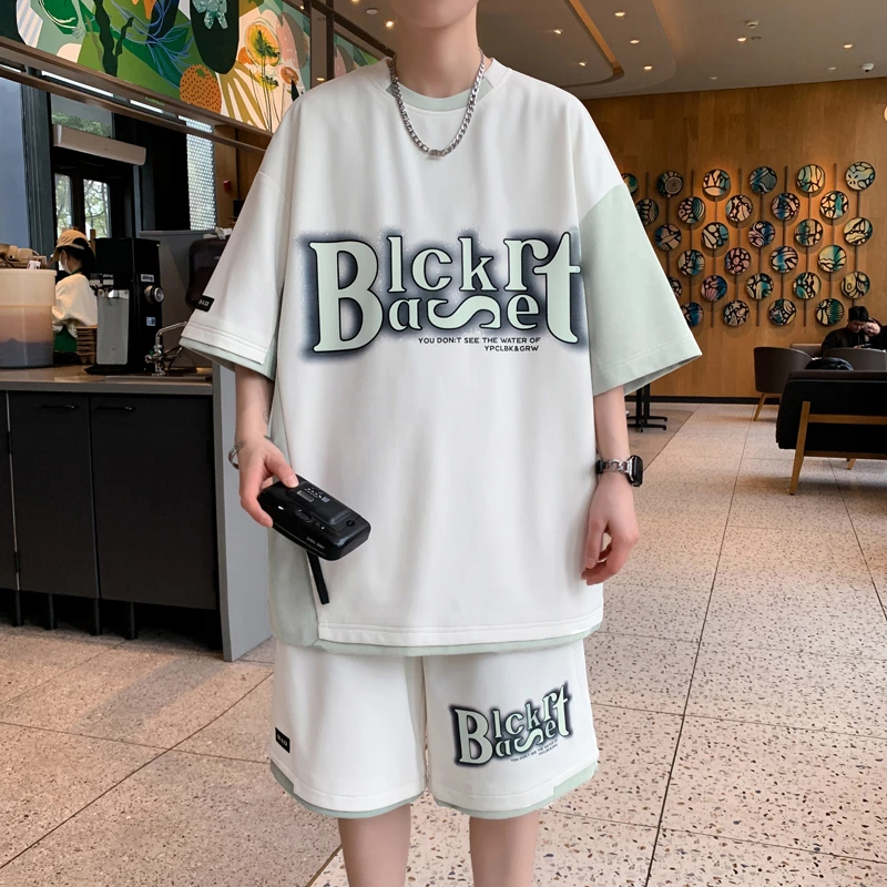 夏季新款青少年帅气速干运动套装2025薄款休闲宽松短袖短裤套