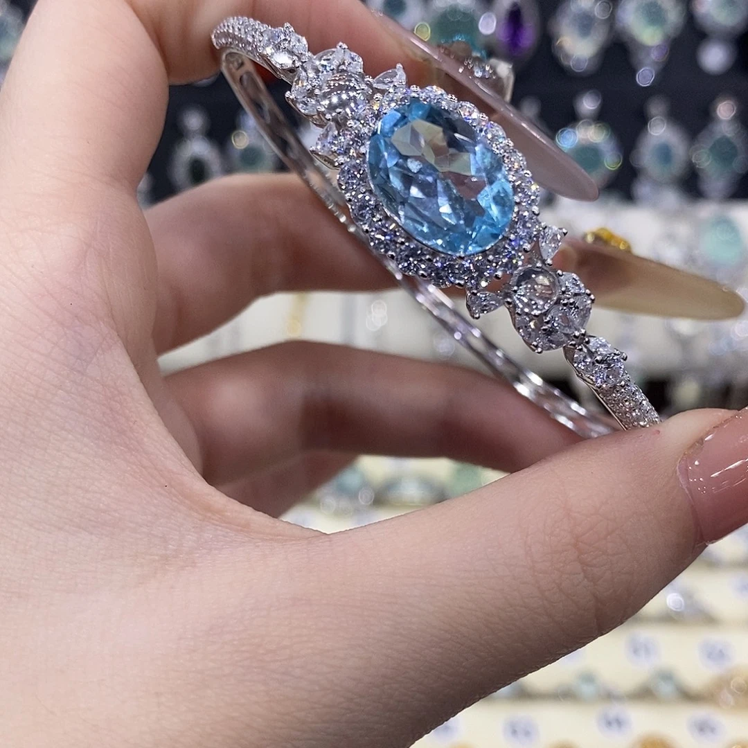 托帕石手镯银S925镶嵌