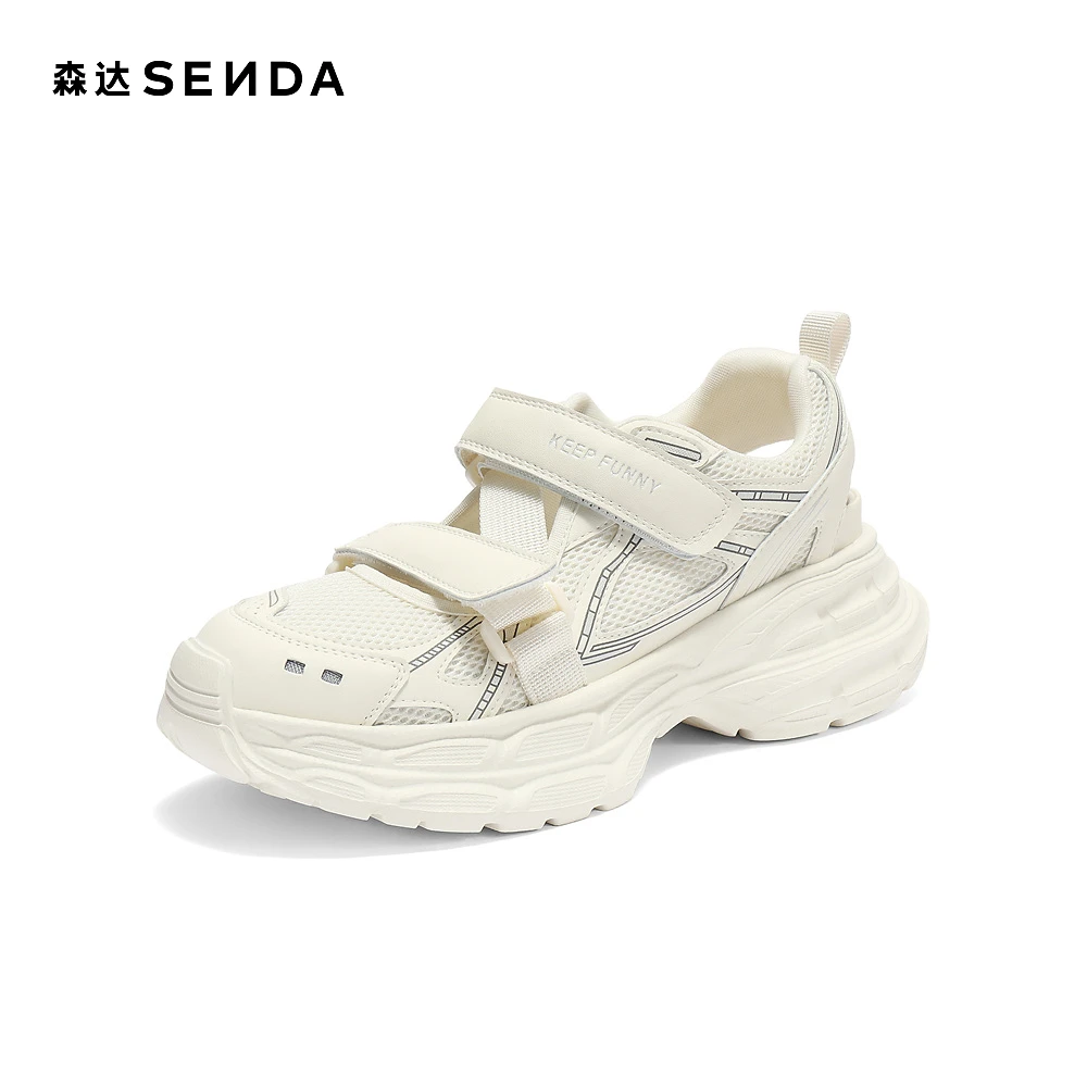 森达网面鞋女款2025夏季新款户外运动厚底休闲凉鞋ZTG58BH5