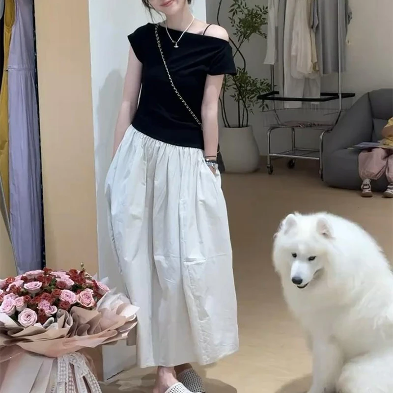 洋气时髦气质女装2025夏法式设计感小众拼接短袖收腰显瘦连衣裙子