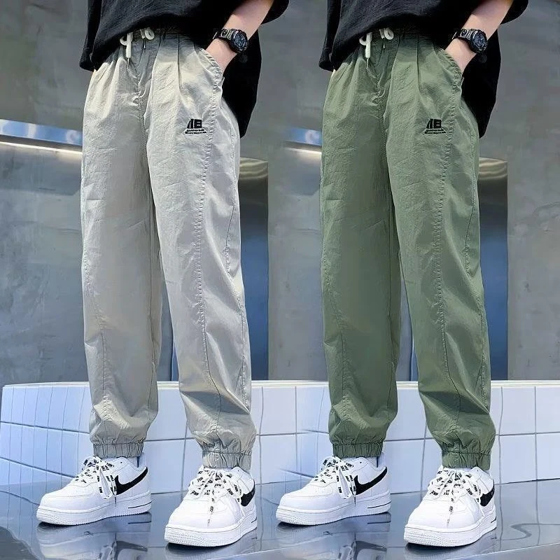 儿童纯棉工装裤夏季2025新款男童裤子潮流男孩中大童休闲宽松长裤