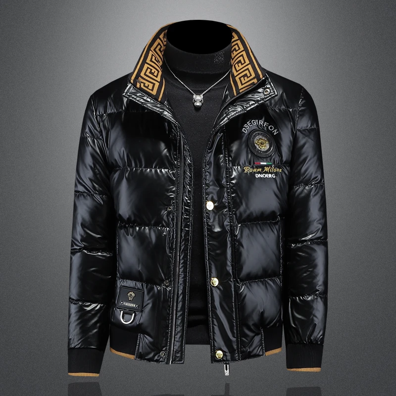 斯狄奈勒90白鸭绒羽绒服男装刺绣烫钻外套加厚冬季新款欧洲站高端