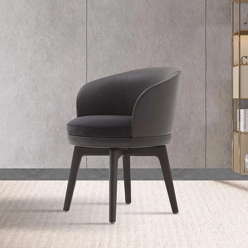 DEIFFY旋转餐椅实木设计师轻奢皮/布