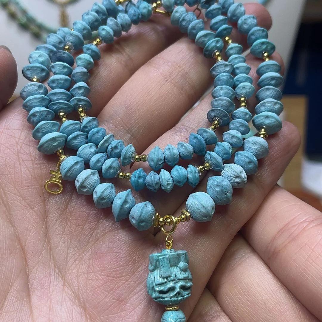 绿松石18K金镶嵌锁骨链