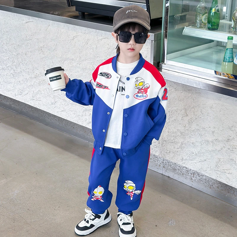 奥特曼衣服小男孩机车服套装春秋痞帅小童时髦休闲服宝宝秋季衣服