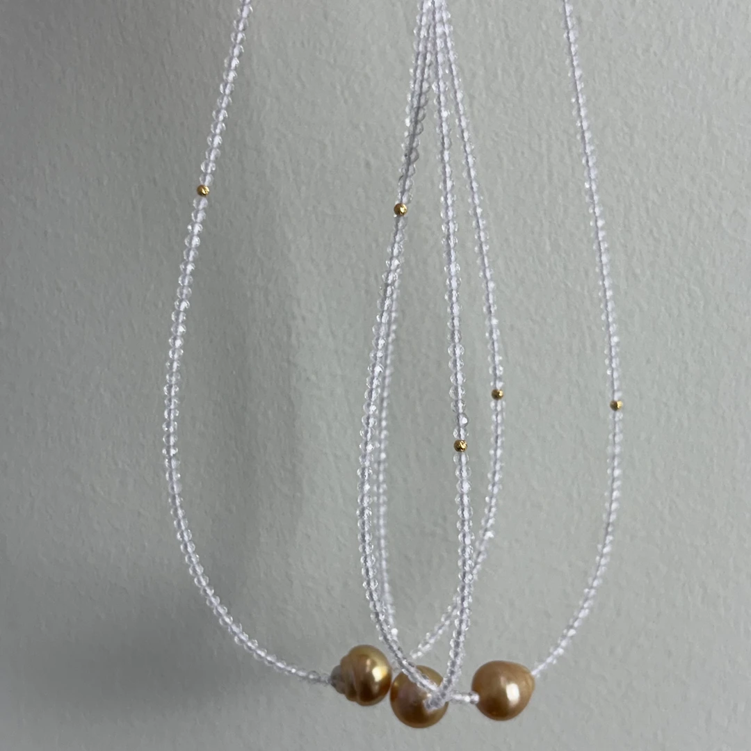 【跳跳糖】N35天然海水珍珠南洋金珠18K金项链9-10mm(多样性发一)