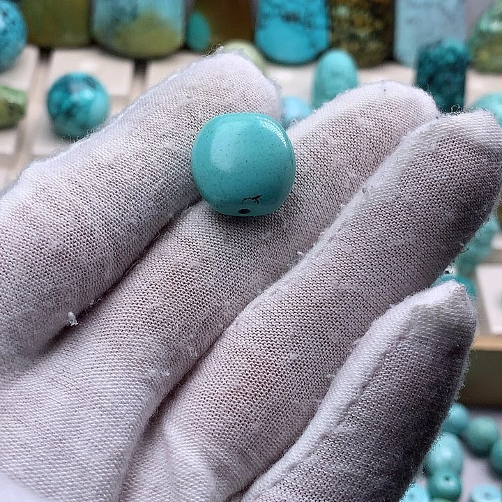 绿松石未镶嵌珠宝奇石直径16精品扁珠