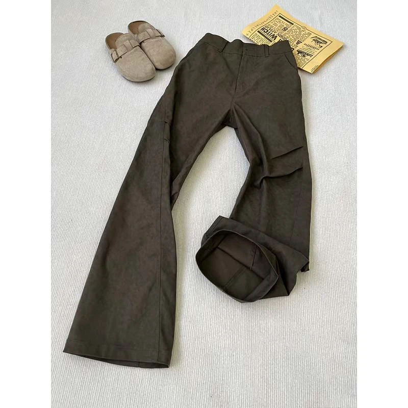 vintage扎染迷彩大理石纹裤子男女宽松阔腿夏秋高级感显瘦微喇裤