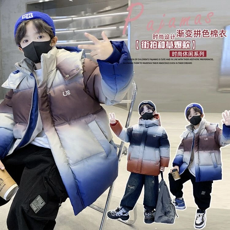 F01389男童冬季加绒加厚棉衣外套2025年中大童儿童男孩秋冬款棉袄