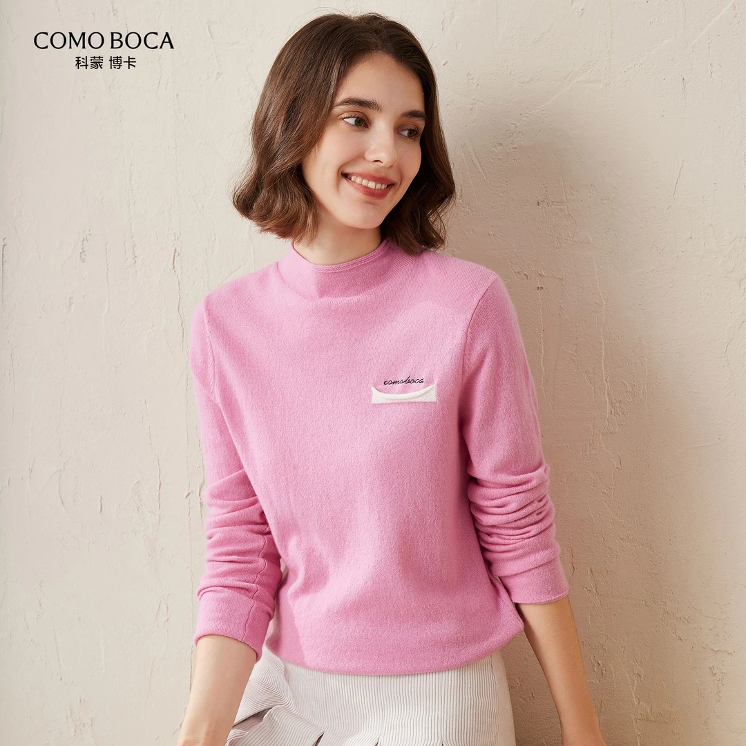 COMOBOCA/科蒙·博卡24新款圆领保暖套头百搭纯羊绒衫女KSS1678