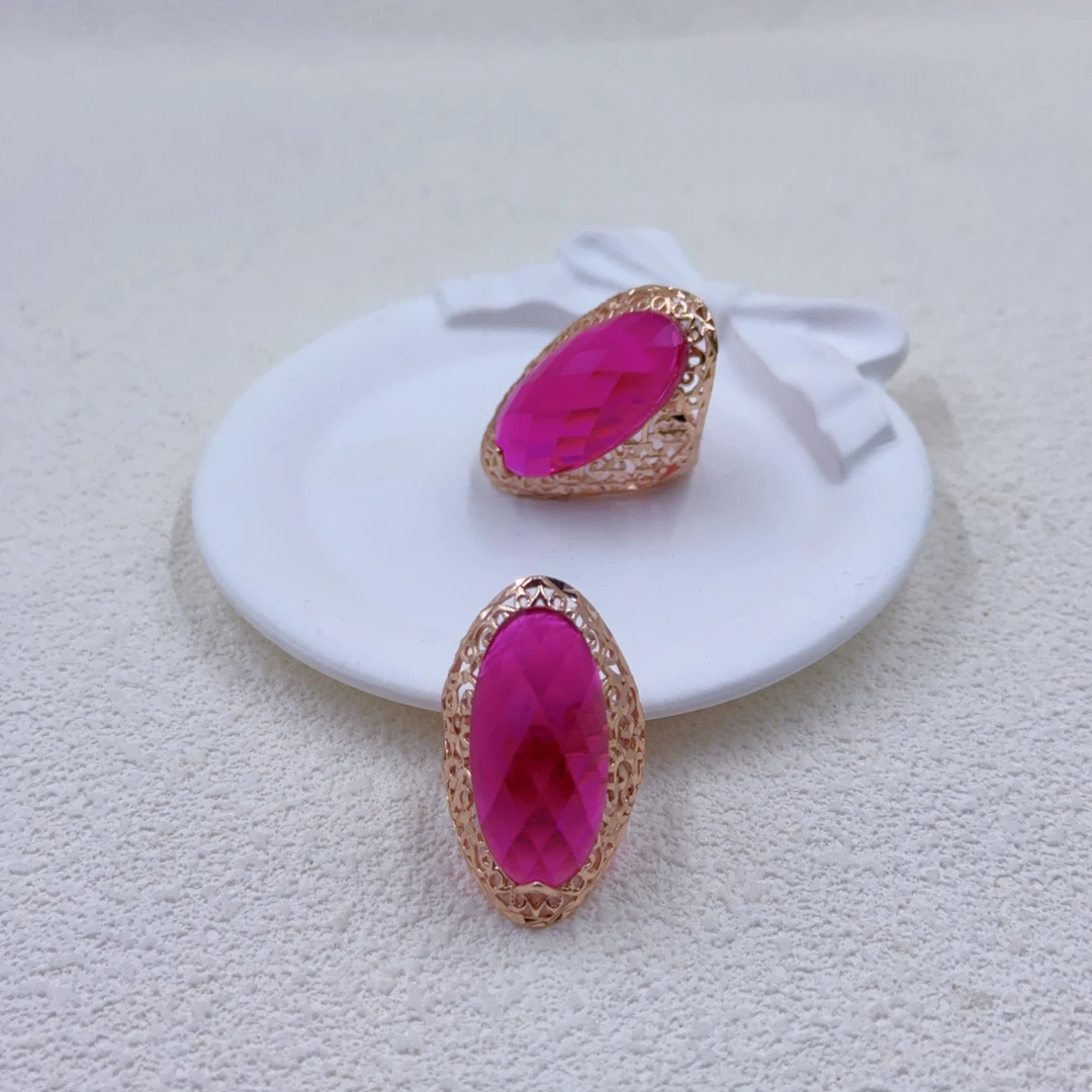 铜合金戒指 迪露姿2101玫瑰金色戒指复古精美妈妈款精致华丽活口