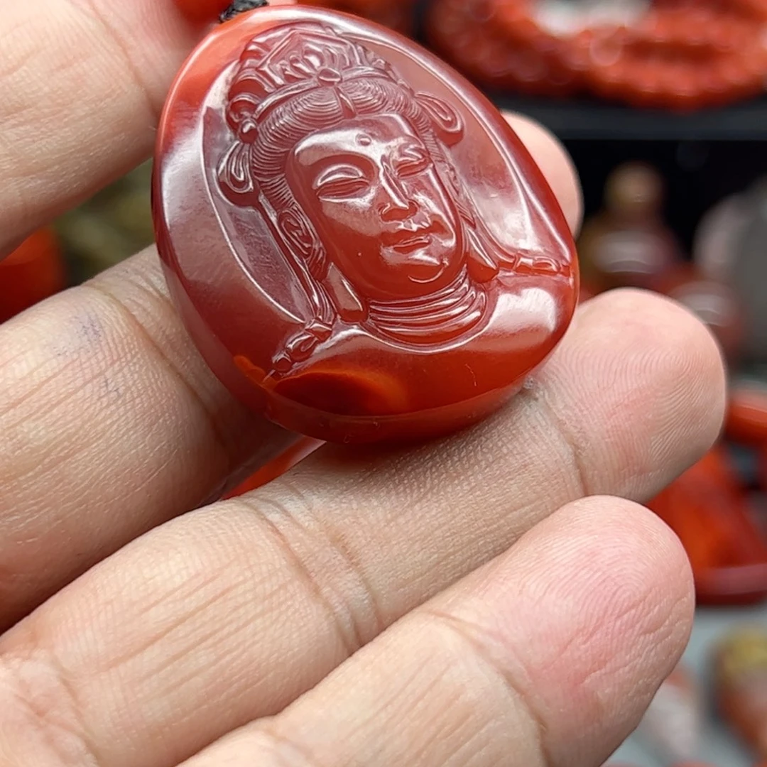 南红玛瑙吊坠未镶嵌铁***草