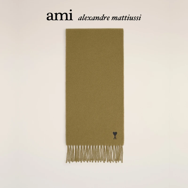 【琥珀流光】AMIPARIS男女同款黑色刺绣ADC羊毛围巾USF677.334