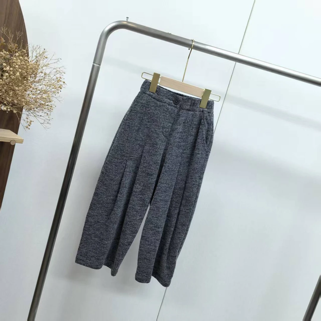 【6937】深灰色毛呢休闲裤B7-4/6