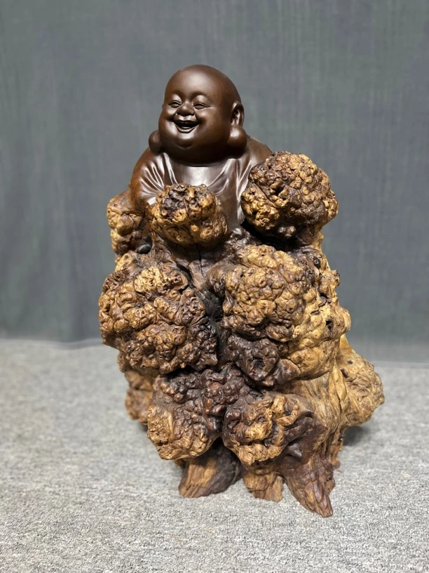 胡杨木弥勒佛#手工一体成型#工艺品#弥勒佛摆件#无拼接10叫我