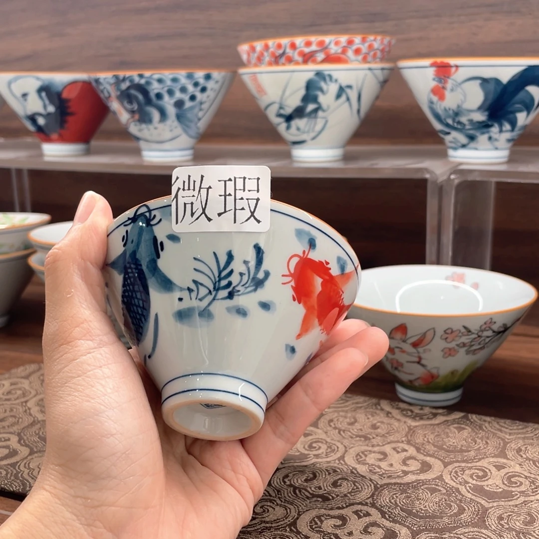 釉下手绘茶具微瑕