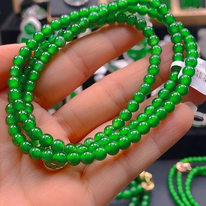 翡翠未镶嵌耳饰天然A货翡翠珠链卡5