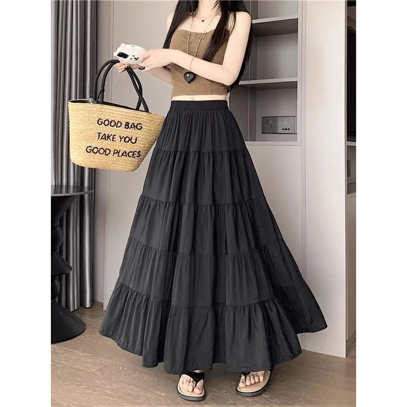 【阅己服饰】春夏显瘦百褶裙高腰蛋糕裙百搭半身裙百褶裙裙子