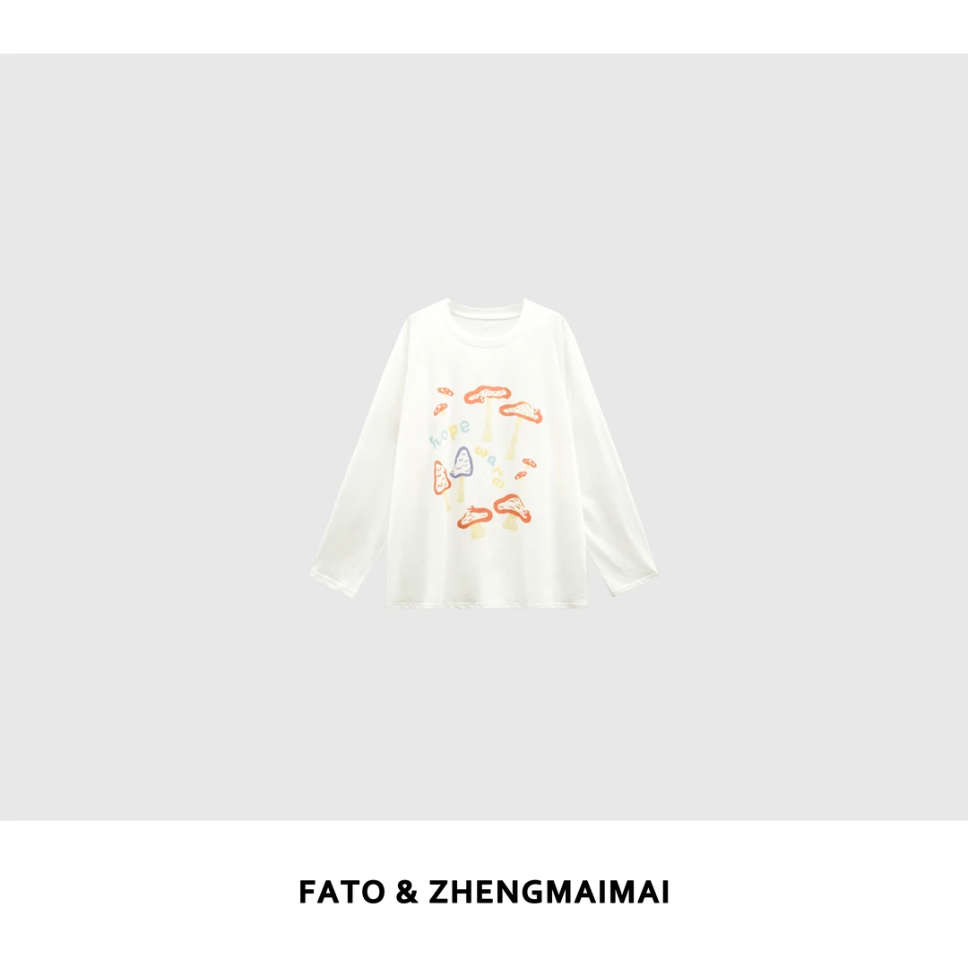 【郑买买】蘑菇云 夏日薄款休闲百搭出行蘑菇印花宽松长袖XM50423T3