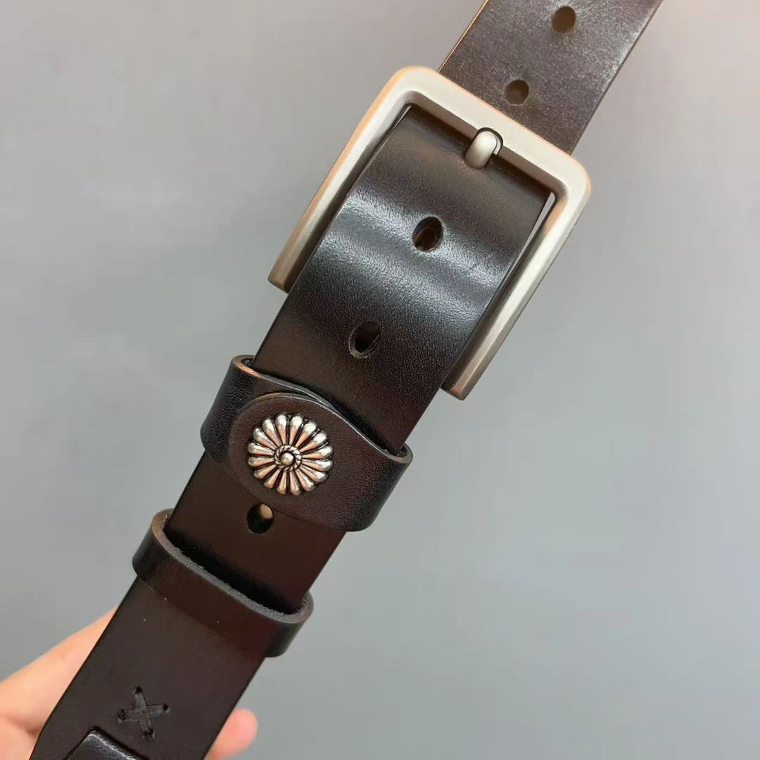 光身百搭风简约风轻职风头层牛皮腰带02黑色