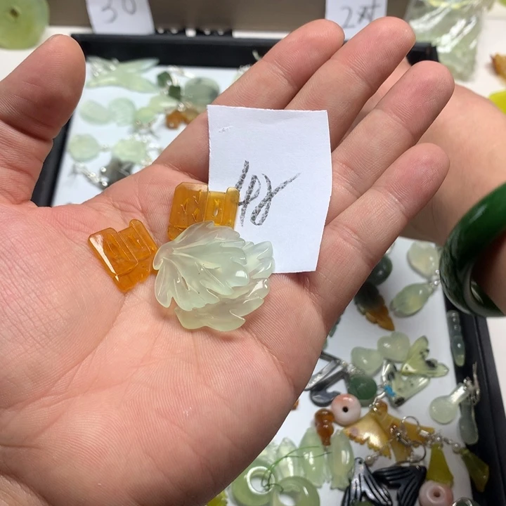 蛇纹石玉耳钉足银镀金镶嵌陌*£