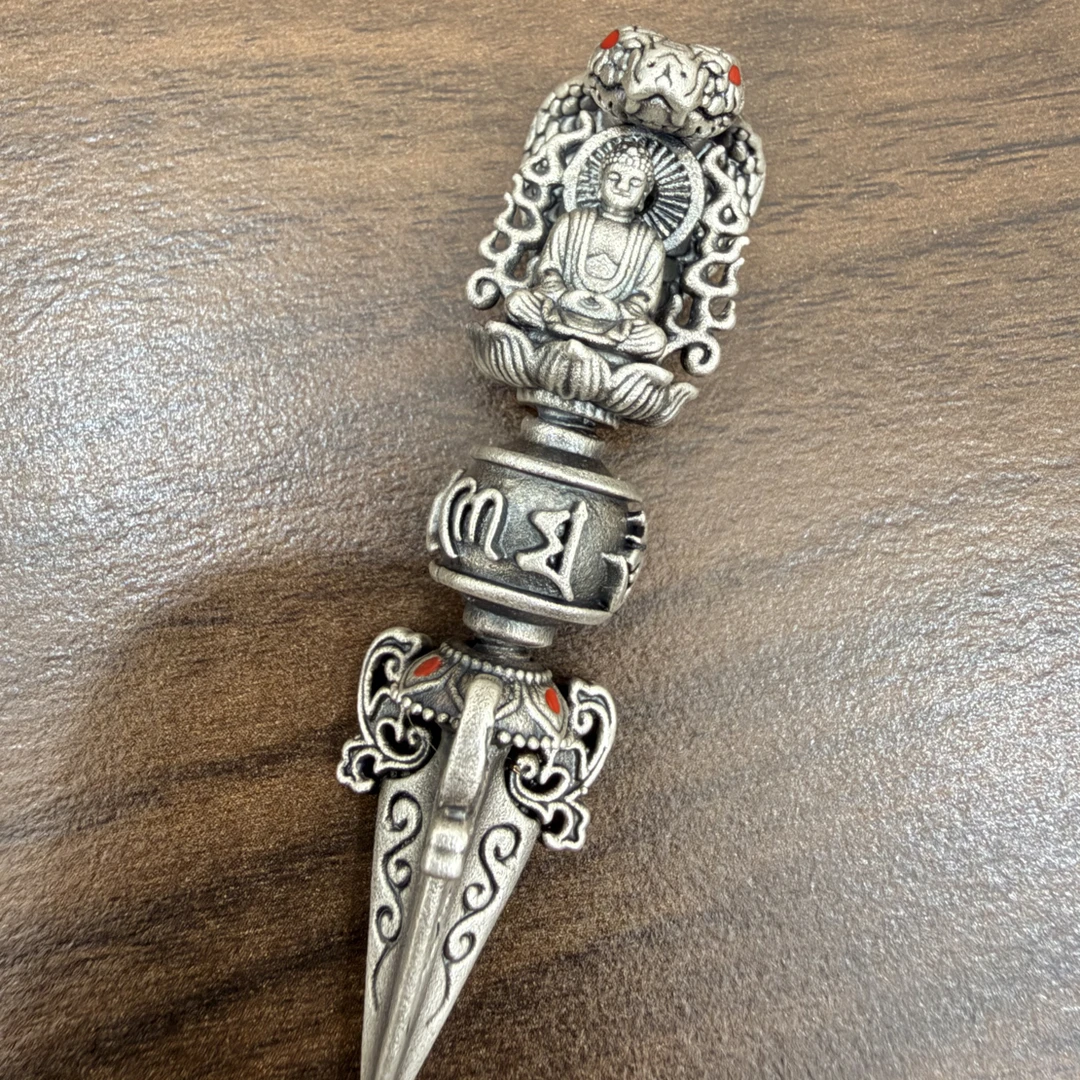 足银银制品 足银999 （百零四）金刚杵吊坠降魔杵复古（34）
