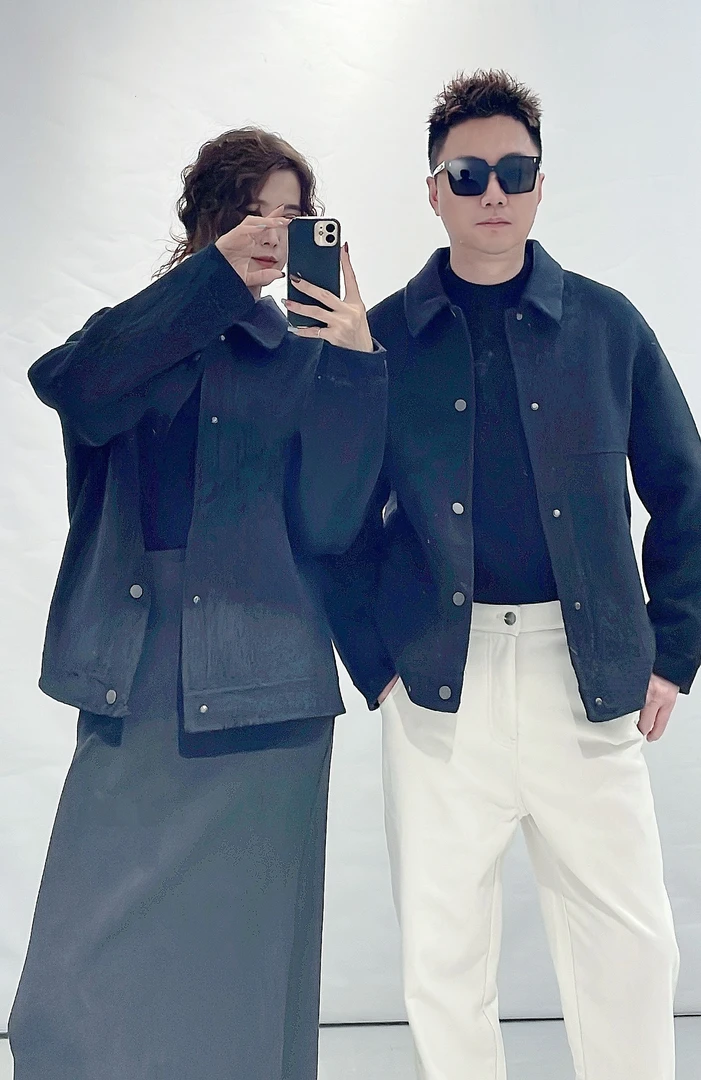 JZS双面羊绒大衣男秋冬季新款高级商务休闲男款毛呢外套