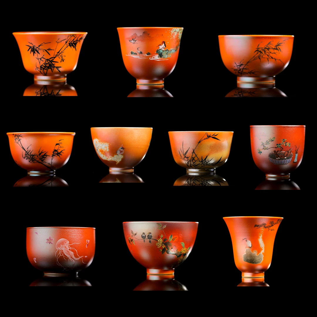【晚晚精选】300金红精品绘画盲盒单杯 柴烧特性每只不同(随缘发)