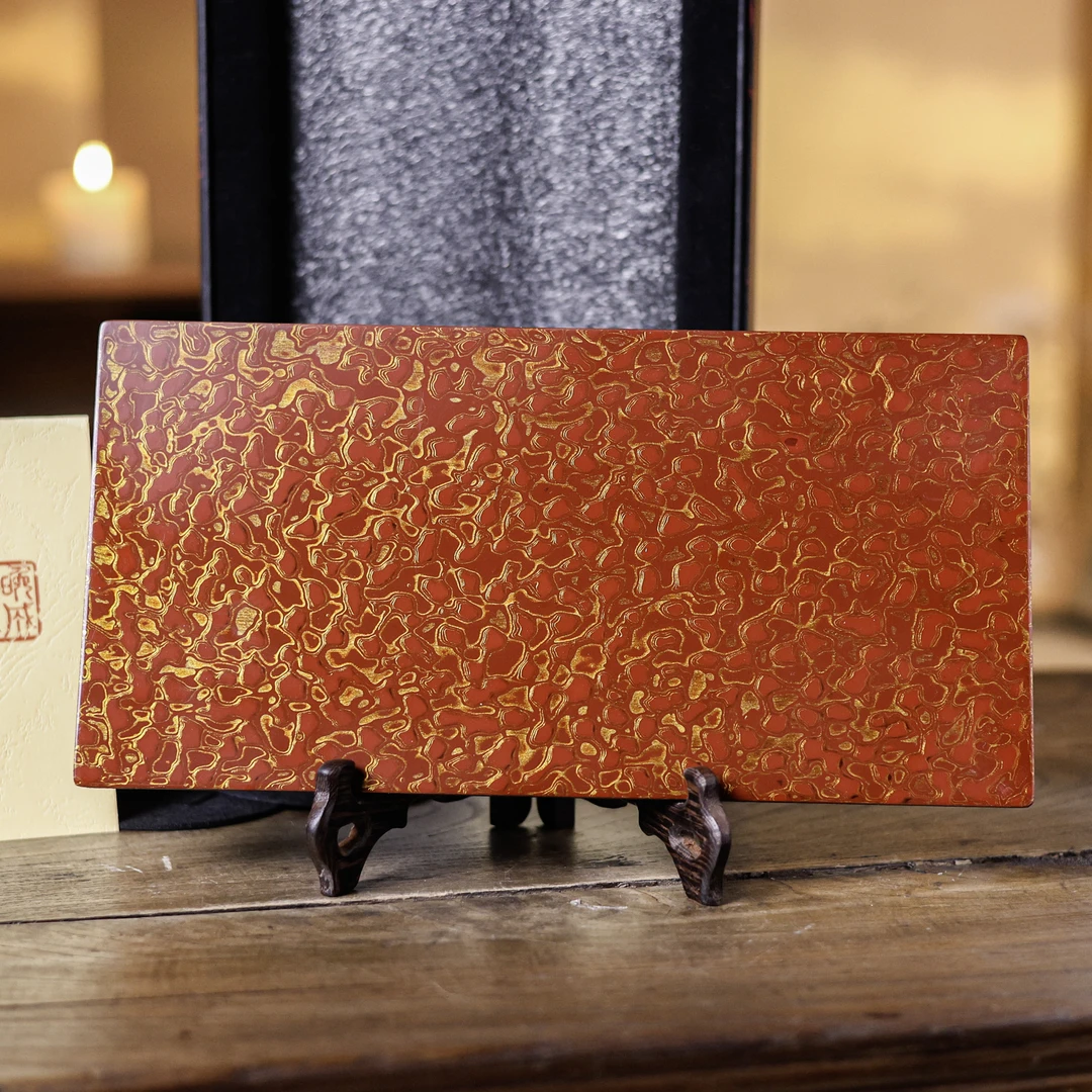 红金大漆干泡盘(29*15cm)（台隆S0193）