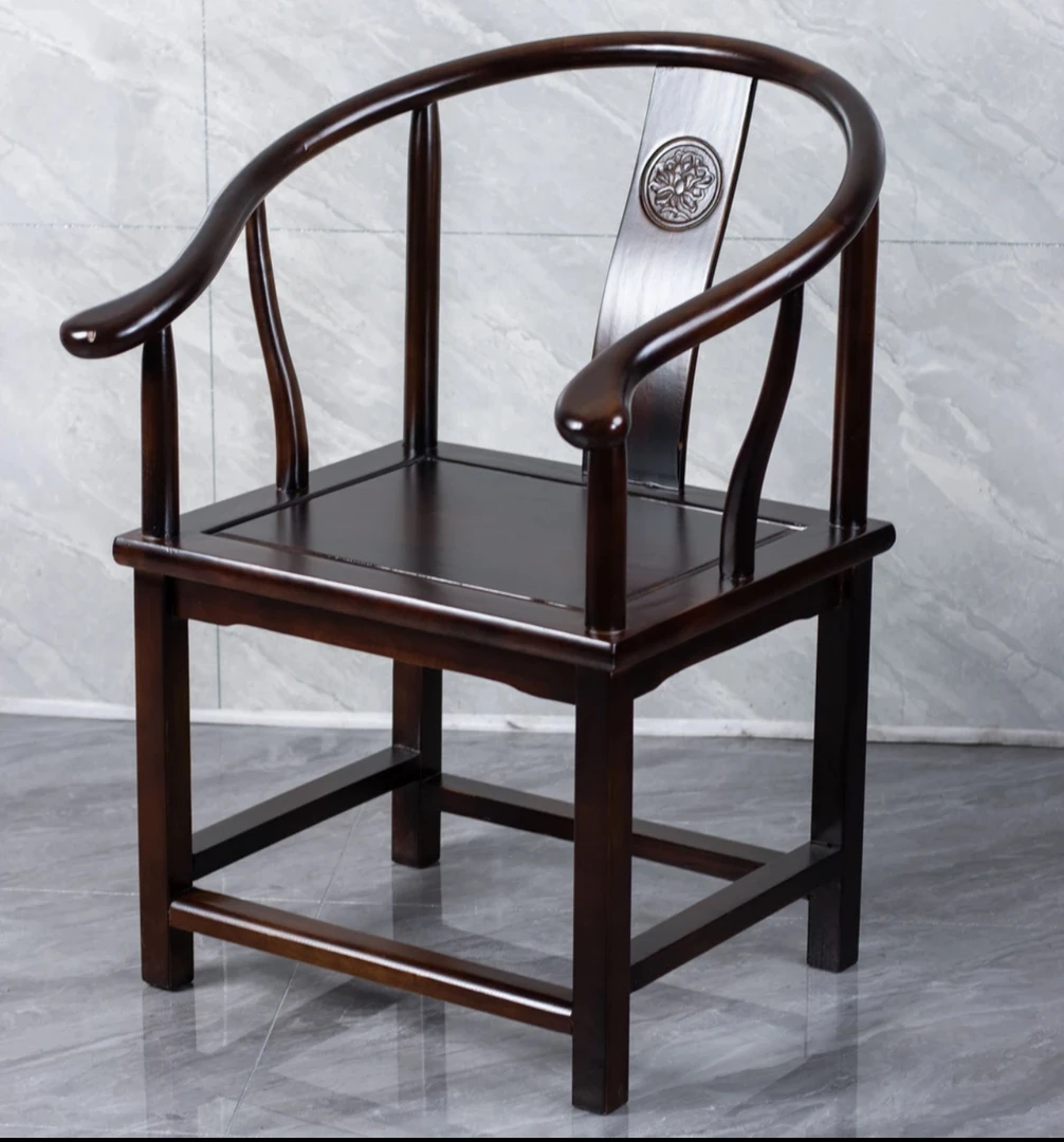 【3号刚果黑檀圈椅】新中式椅子非洲进口实木围椅茶椅主人椅圈椅