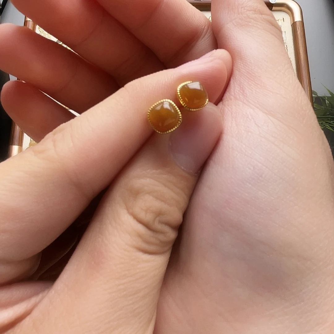 银S925镶嵌和田玉耳饰