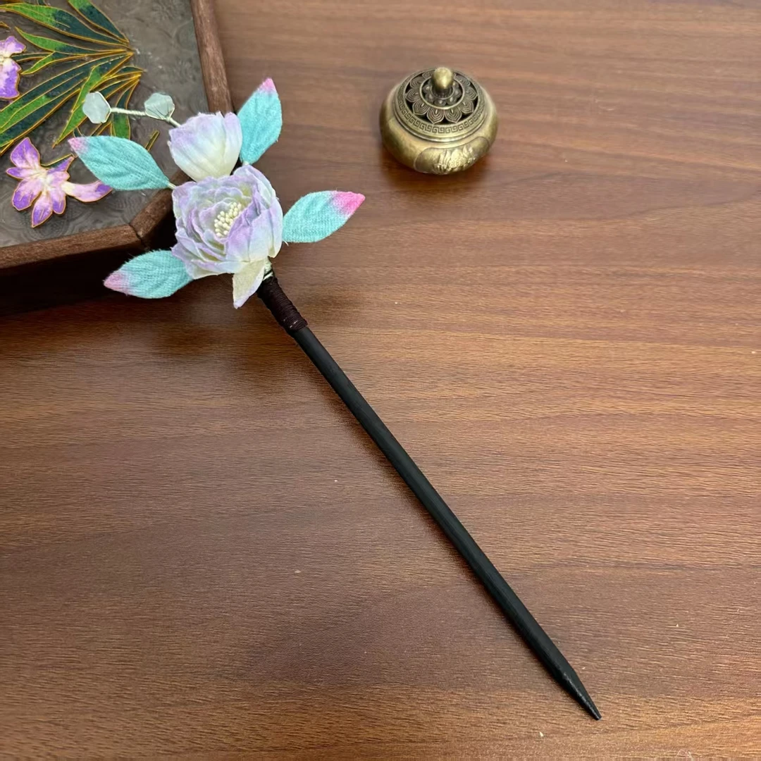 HF992紫色渐变绒布花朵发簪