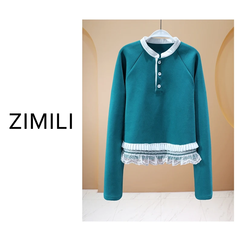 【亮哥女装】2025冬季新品《霓裳系列》青色热暖绒卫衣26096-K1