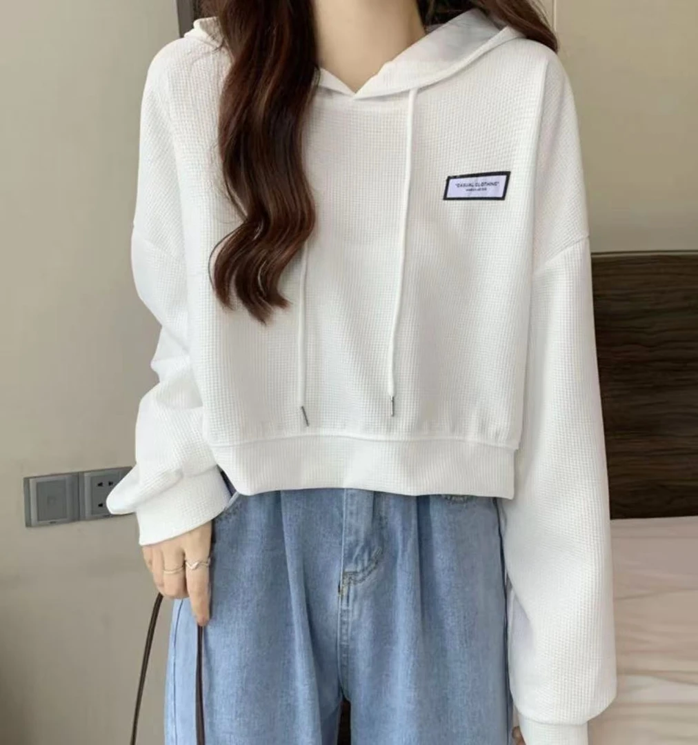 连帽休闲女潮新款设计感小众宽松韩版短款慵懒风外套上衣055