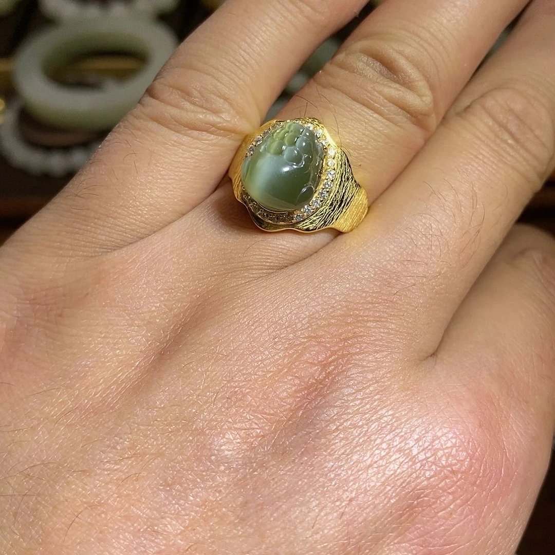 【闪购商品】银S925镶嵌戒指和田玉