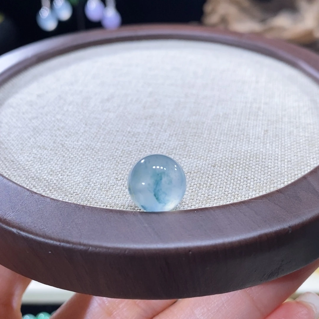 翡翠未镶嵌颈饰翡翠高冰蓝花珠12mm