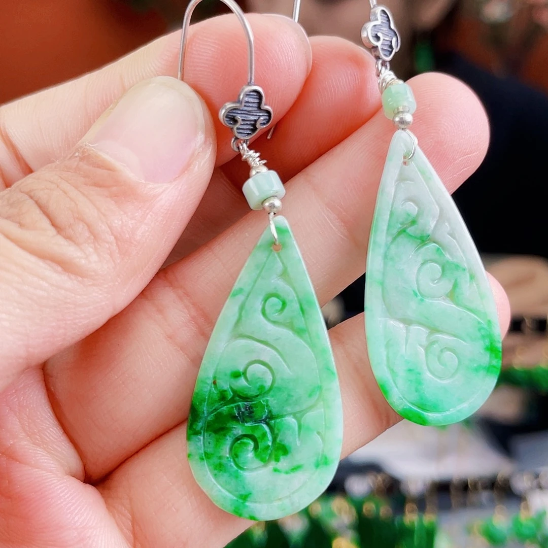 翡翠未镶嵌耳饰饰品