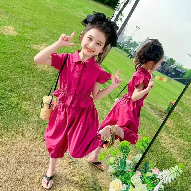 【乌梅子酱】儿童夏季洋气飞肩上衣裤子两件套女童无袖套装