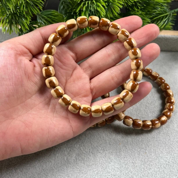 实心紫金鼠三花老型9mm西瓜纹花皮单圈手串汗手可盘走色快