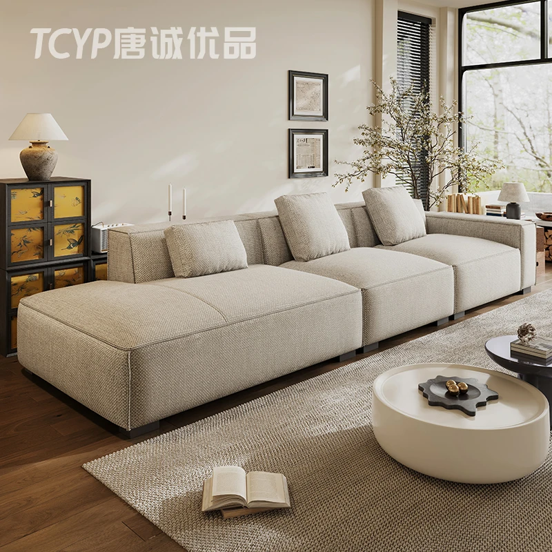 意式极简棉麻布艺沙发组合现代简约小户型客厅2025新款豆腐块沙发
